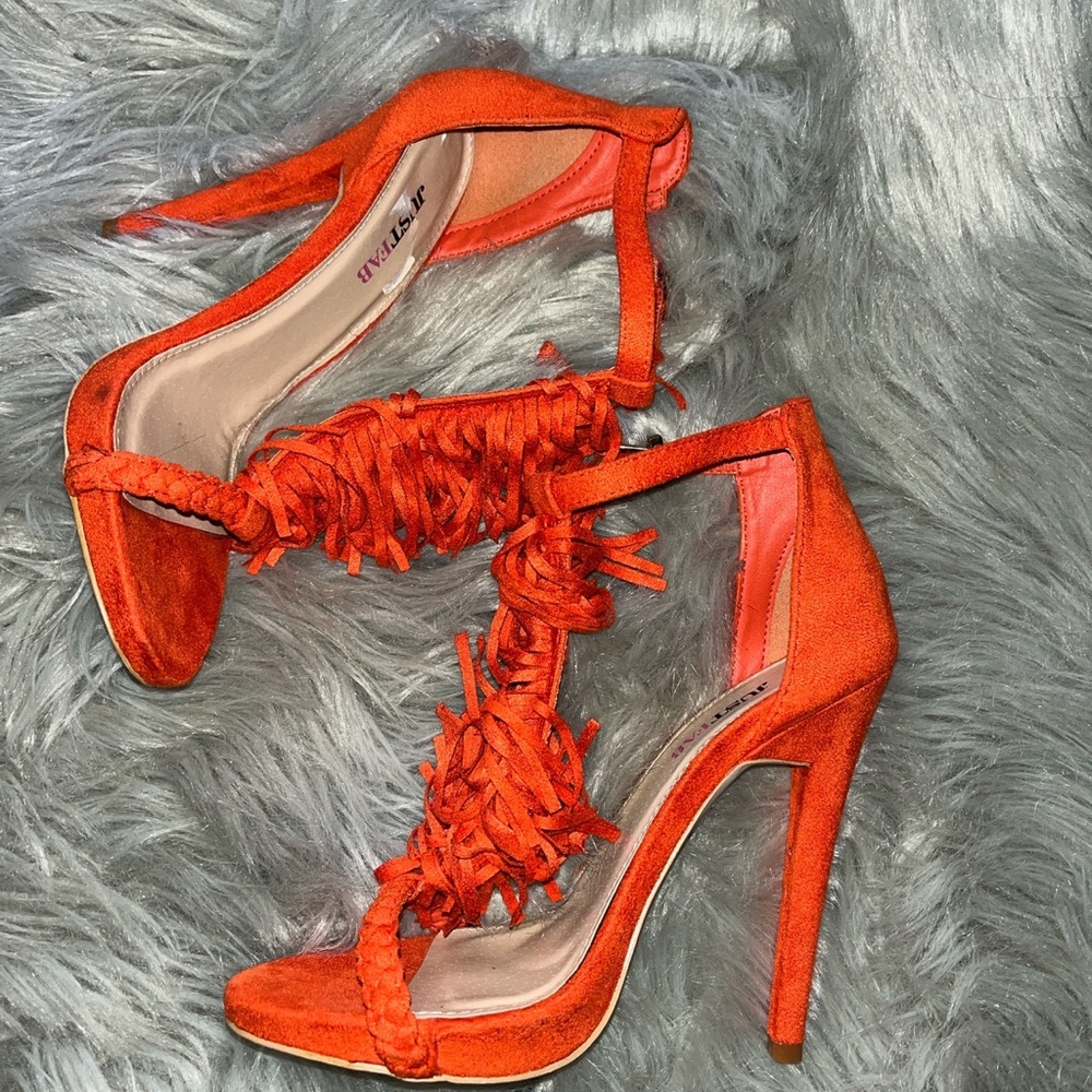 Orange ruffle shoes